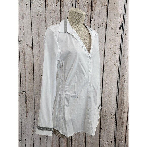 LM Women's Size 40 Marc Aurel White Classic Button Down Blouse Shirt Top EUC - Picture 13 of 15